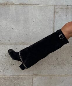 CHANEL SUEDE CC HIGH BOOTS